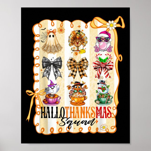 Póster Hallothanksmas Squad Coquette Bow Halloween Thanks (Frente)