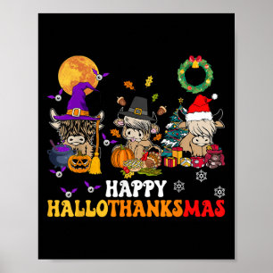 Póster Hallothanksmas Vaca Altura Halloween Navidad Graci