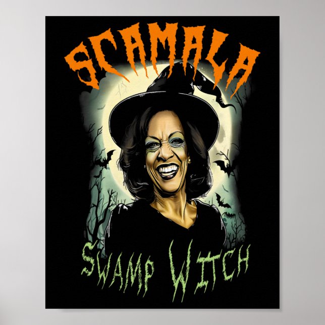 Póster Hallowee de Swamp Witch Funny Anti Kamala Harris 2 (Frente)