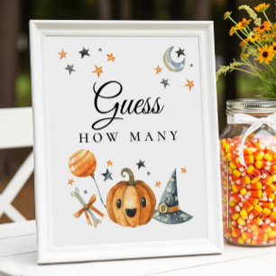 Póster Halloween "Adivina cuántos" juegos de Baby Shower