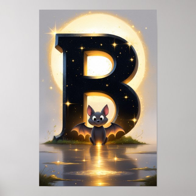 Póster Halloween Alphabet Kids ABC Letter B (Frente)