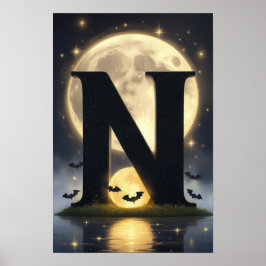 Póster Halloween Alphabet Kids ABC Letter N