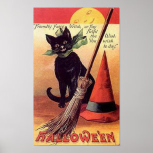 Póster Halloween amistoso de hadas