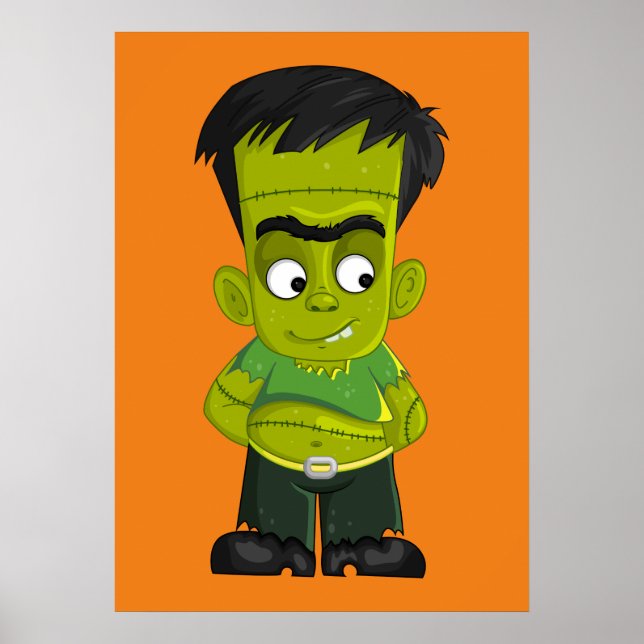 Póster Halloween animado Frankenstein (Frente)