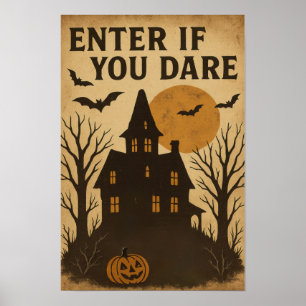 Póster Halloween Antiguo Entra si Te Atreves