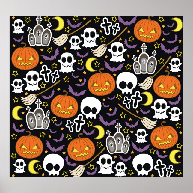 Póster Halloween atemorizante: Diseño de fondo temático. (Frente)