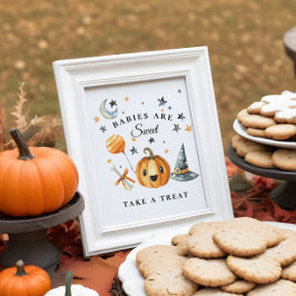 Póster Halloween Baby Shower Favor Sign Little Boo