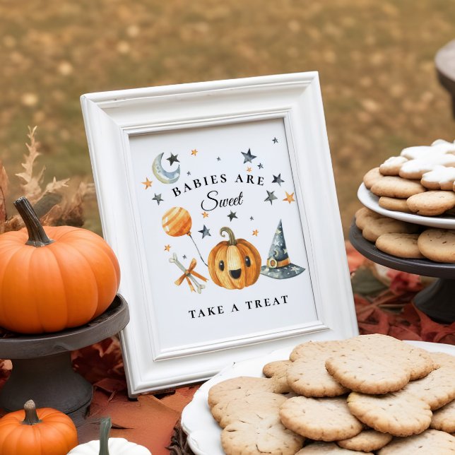 Póster Halloween Baby Shower Favor Sign Little Boo (Subido por el creador)
