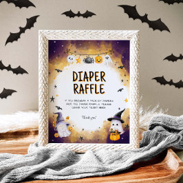 Póster Halloween Baby Shower Game Diaper Raffle Rótulo