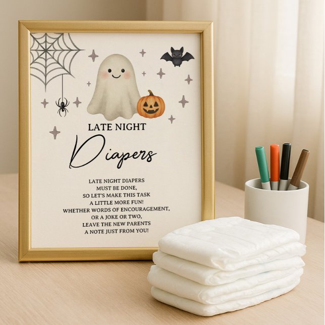 Póster Halloween Baby Shower Late Night Diapers (Subido por el creador)