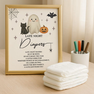 Póster Halloween Baby Shower Late Night Diapers