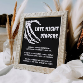 Póster Halloween Baby Shower Late Night Diapers Game Rótu