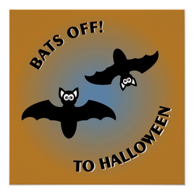 Póster Halloween Bats Naranja Azul (Anverso)