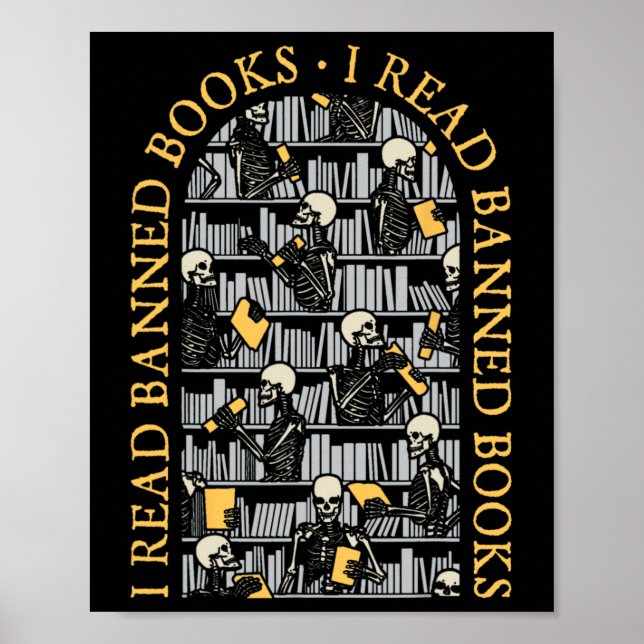 Póster Halloween bibliotecario Leí Libros Nned Lib (Frente)