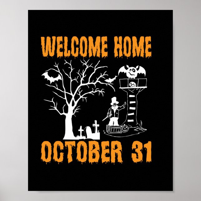 Póster Halloween Bienvenida Hogar Cumpleaños de Octubre (Frente)