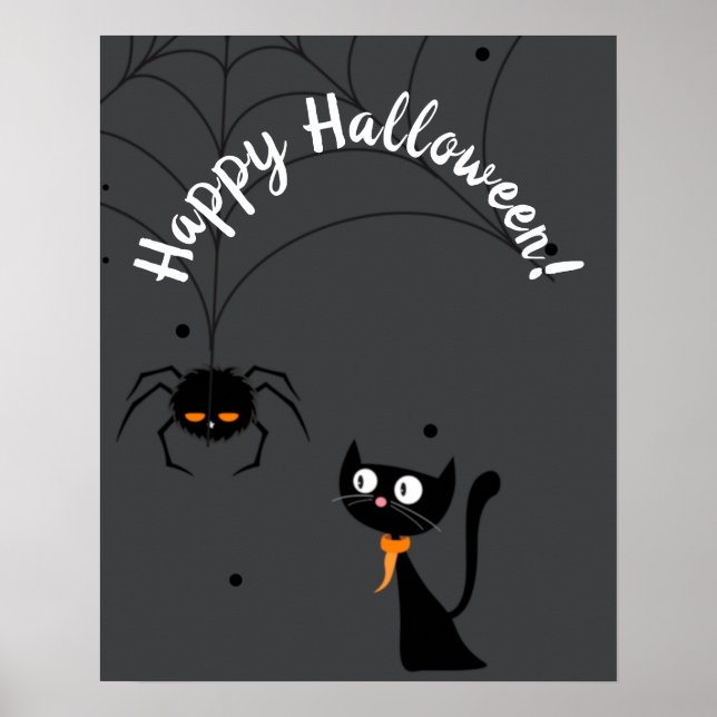 Póster Halloween Black Cat & Spider (Frente)