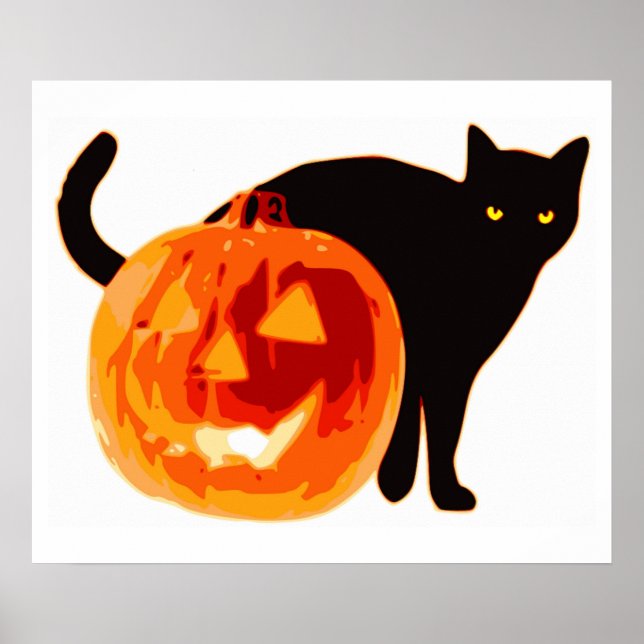 PÓSTER HALLOWEEN BLACK CAT Y PUMPKIN (Frente)