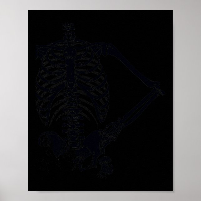 Póster Halloween Black Skeleton Hand sobre la cadera (Frente)