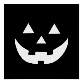 Póster Halloween blanco negro Jack o calabaza de linterna