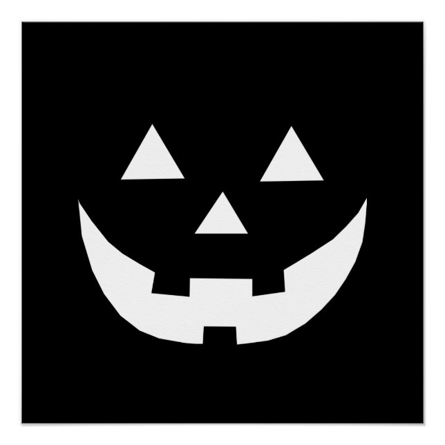 Póster Halloween blanco negro Jack o calabaza de linterna (Anverso)