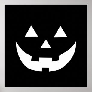 Póster Halloween blanco negro Jack o calabaza de linterna
