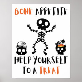 Póster Halloween Bone Appetite skeleton creepsia puerta d