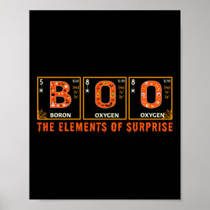 Póster Halloween BOO Elementos primarios de la ciencia so