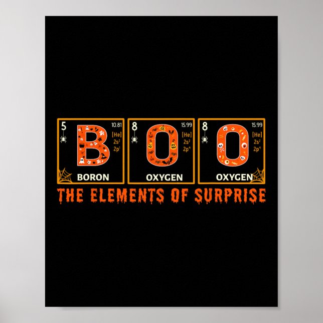 Póster Halloween BOO Elementos primarios de la ciencia so (Frente)