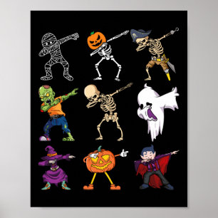 Póster Halloween Boys Skeleton Zombie Scary Pumpkin Mummy