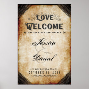 Póster Halloween Brown Gothic 24x36 Bienvenidos al Boda