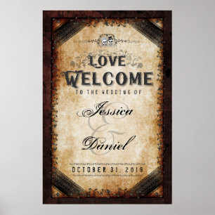 Póster Halloween Brown Gothic 24x36 Bienvenidos al Boda