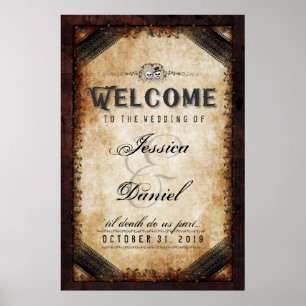Póster Halloween Brown Gothic 24x36 Bienvenidos al Boda