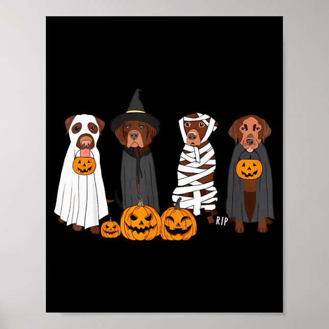 Póster Halloween Brown Labrador Ghost Soky Chocolate Lab  (Frente)