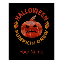 Póster Halloween Calabaza Cara de vestimenta retro Acción