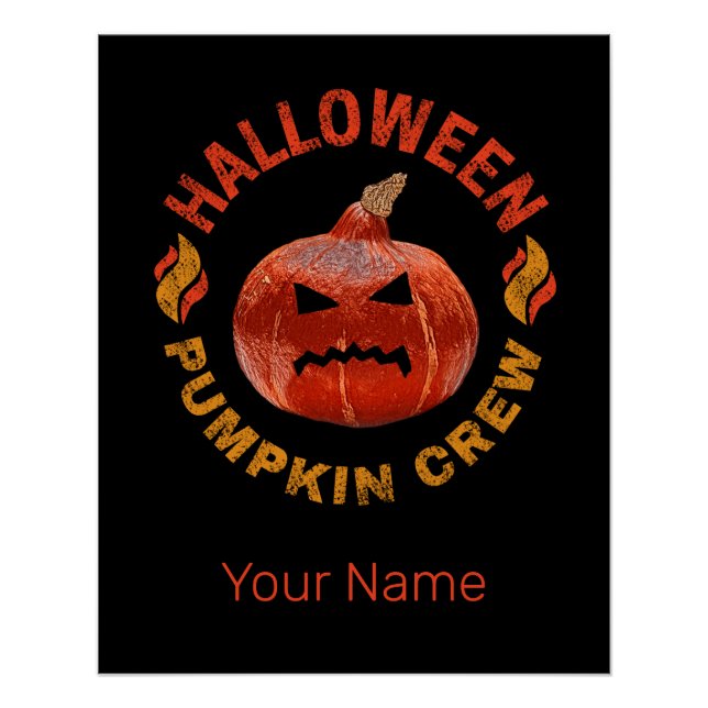 Póster Halloween Calabaza Cara de vestimenta retro Acción (Anverso)