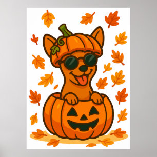 Póster Halloween calabaza de perro clíparte PNG, adorable
