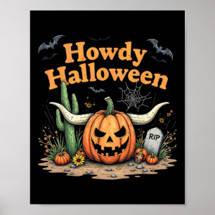 Póster Halloween Calabaza Desert Escena occidental