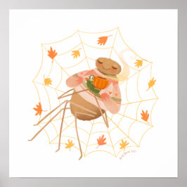 Póster Halloween Calabaza Spice Cute Spider
