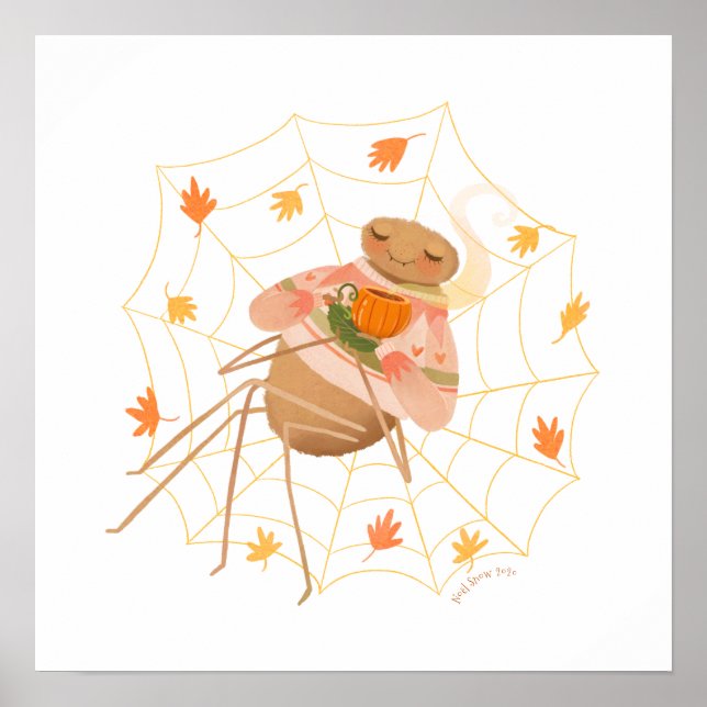 Póster Halloween Calabaza Spice Cute Spider (Frente)