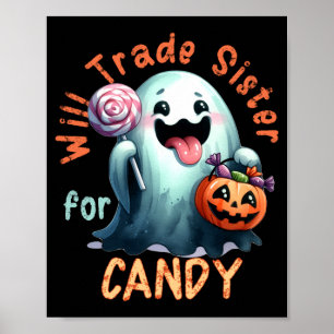Póster Halloween Cambiará Hermana Por Dulce Fantasma Niño