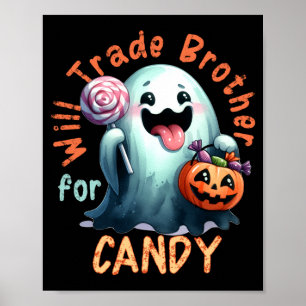 Póster Halloween Cambiará Hermano Por Caramelo Fantasma N