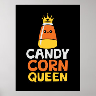 Póster Halloween Candy Corn Queen Crown Aniversario lindo
