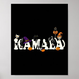 Póster Halloween Cat Pumpkin Gorra de brujas Lover Kamala
