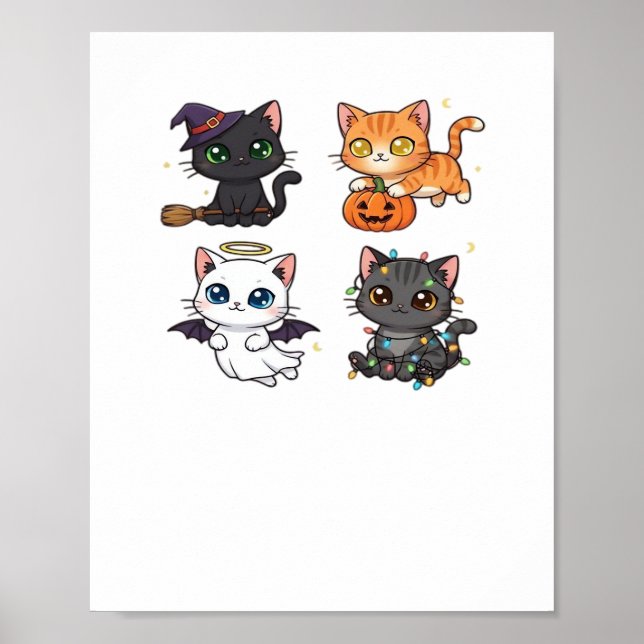Póster Halloween Cat  Spooky and Stylish Feline-Inspired  (Frente)