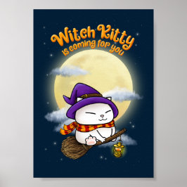 Póster Halloween Cat Witch Kitty