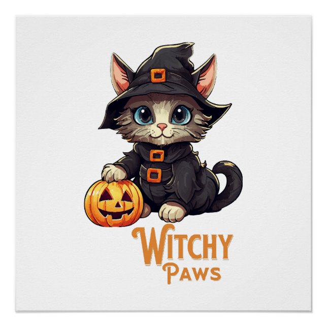 Póster Halloween Cat WitchPaws (Anverso)