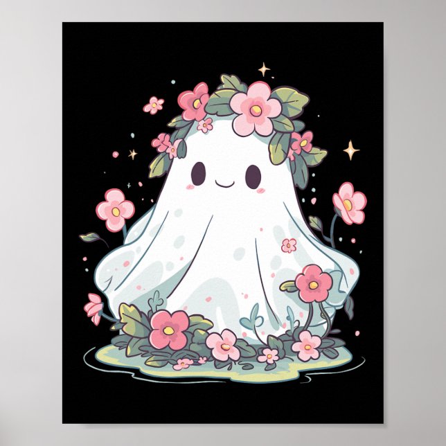 Póster Halloween Chicas de disfraces de flor fantasma (Frente)