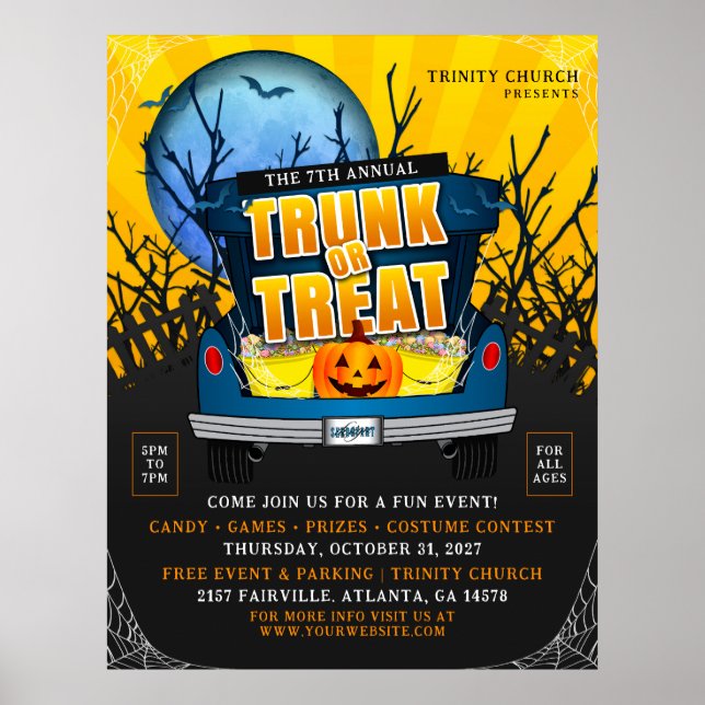 Póster Halloween Church Trunk or Treth Event (Frente)