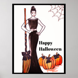 Póster Halloween Classic Elegante Vestido largo negro