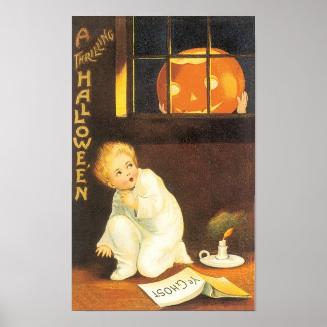 Póster Halloween con emoción vintage de Ellen Clapsaddle (Frente)